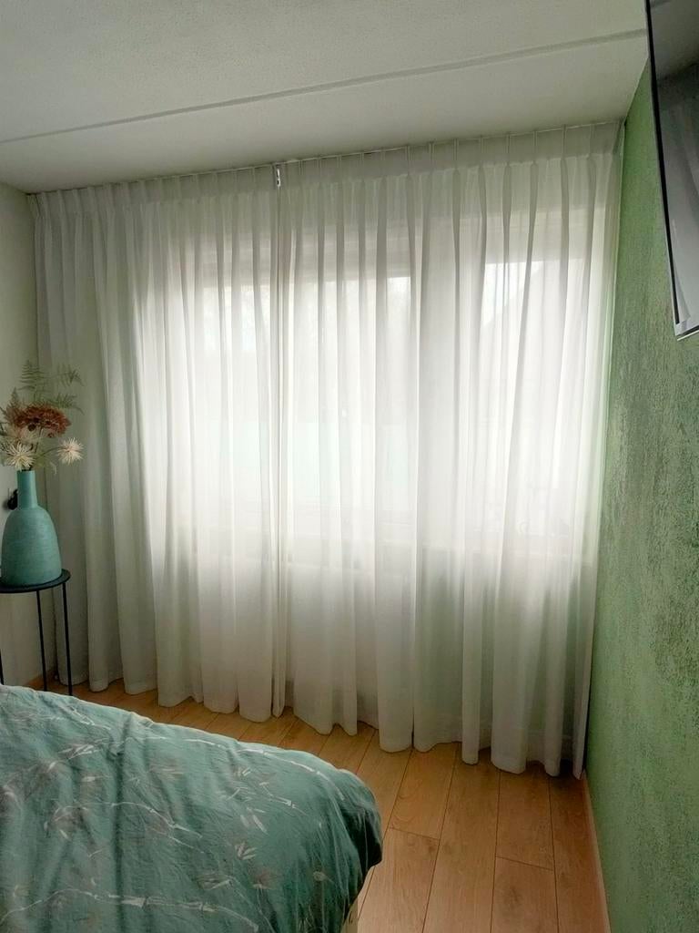 Inbetween gordijnen wit met loodveter (2 stuks), Ophalen, Gebruikt, 200 cm of meer, Wit