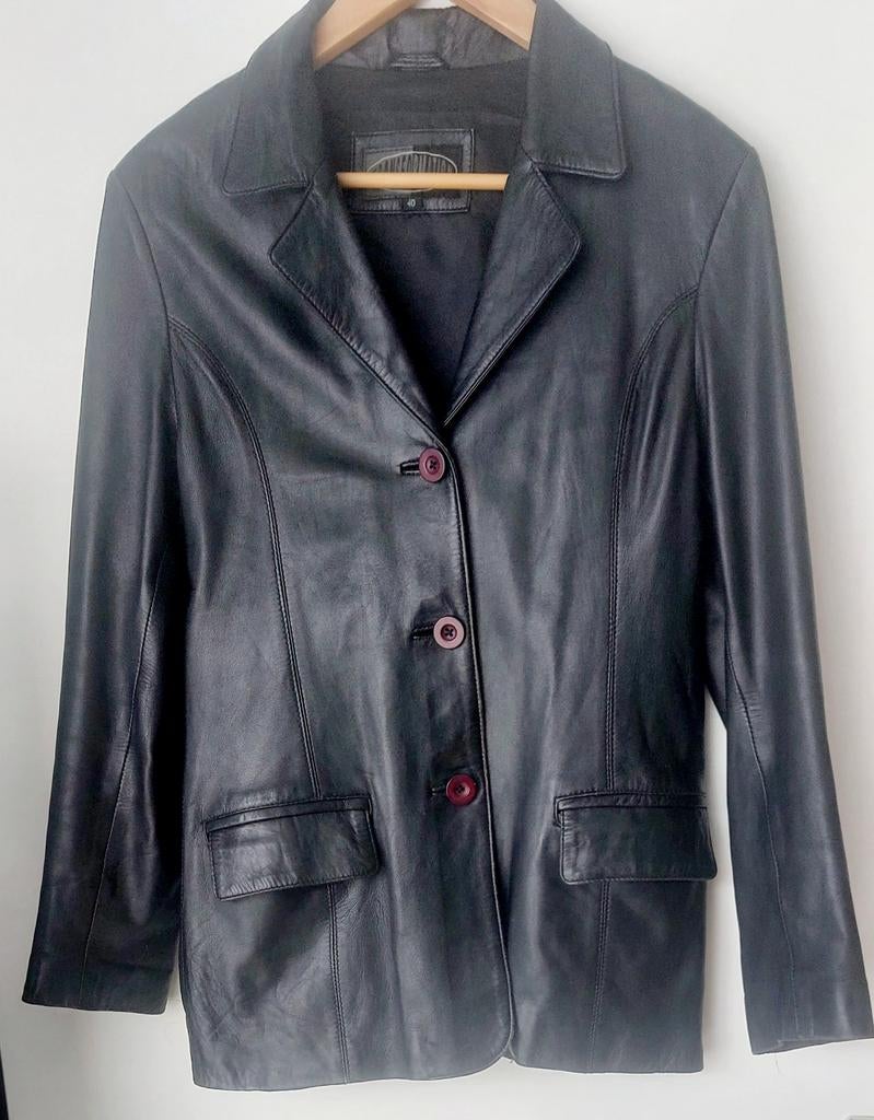 Lams leren dames blazer  / Maat 40, Maat 38/40 (M), Zwart, Ophalen of Verzenden, Zo goed als nieuw