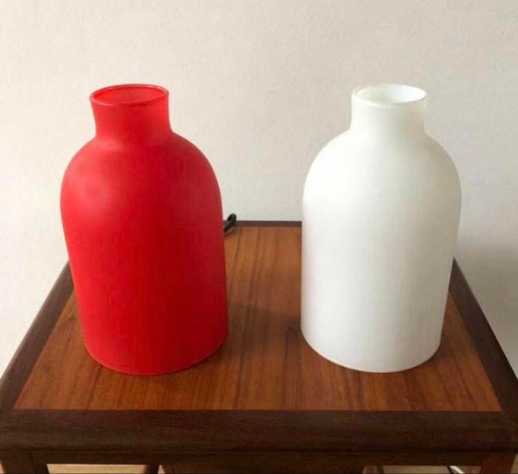 Vintage SCE Blanca tafellamp | Whisky fles | Wit / Rood, Huis en Inrichting, Lampen | Tafellampen, Ophalen of Verzenden, Minder dan 50 cm