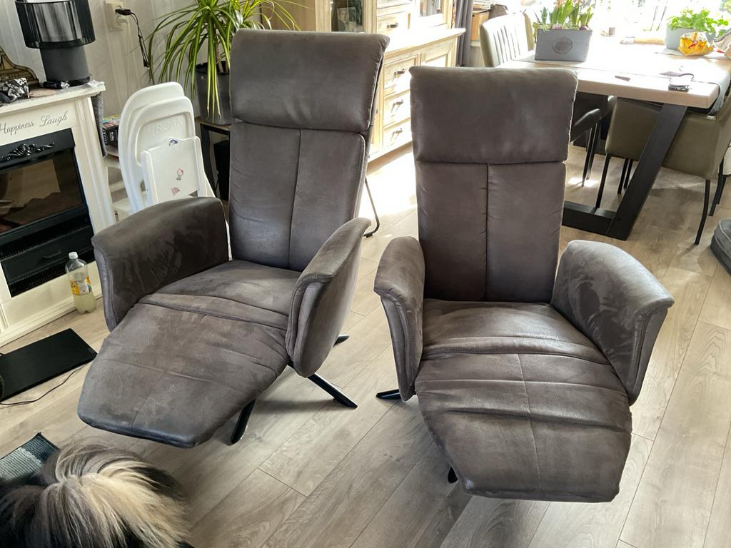 2 Draaibare Relaxfauteuils Hjord Knudsen Micro Leder, Huis en Inrichting, Fauteuils, Ophalen, Gebruikt, 75 tot 100 cm, Leer