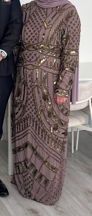 Elegante Avondjurk met Prachtige Steentjes, Galajurk, Paars, Maat 42/44 (L), Ophalen of Verzenden