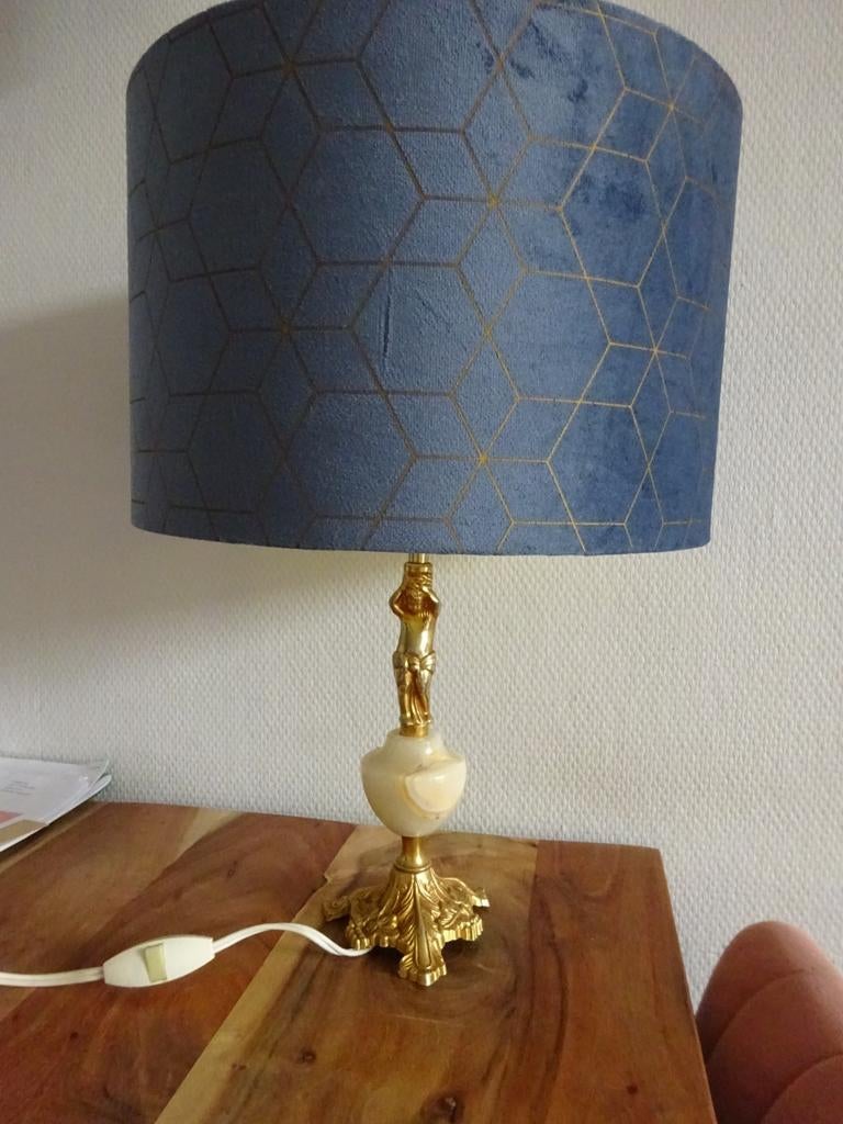 Vintage Franse putti tafellamp, Ophalen of Verzenden, Gebruikt, Rond