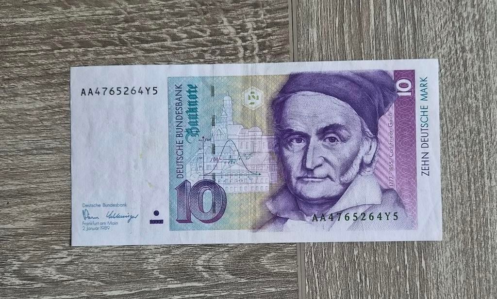 10 Duitse Mark bankbiljet - Carl Friedrich Gauss, Postzegels en Munten, Bankbiljetten | Europa | Niet-Eurobiljetten, Ophalen of Verzenden