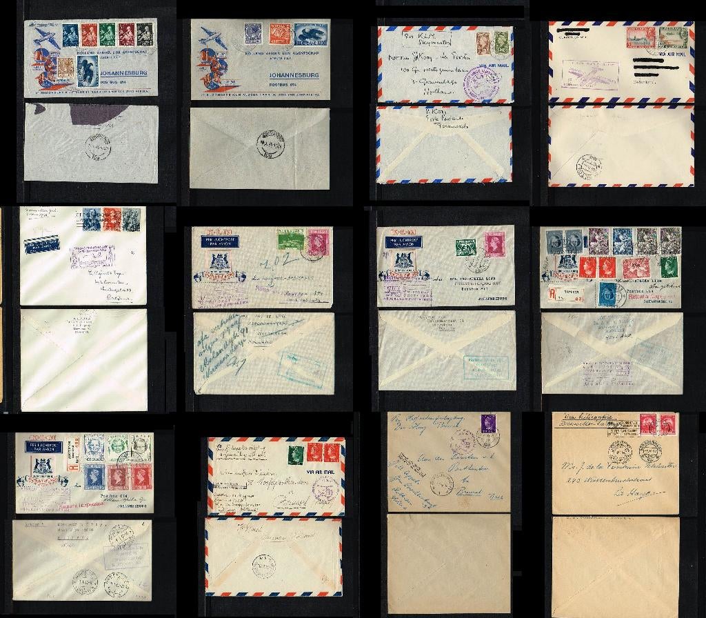 Uitzoeken (KLM) eerste vluchten van/naar Nederland deel 1, Postzegels en Munten, Brieven en Enveloppen | Nederland, Ophalen of Verzenden