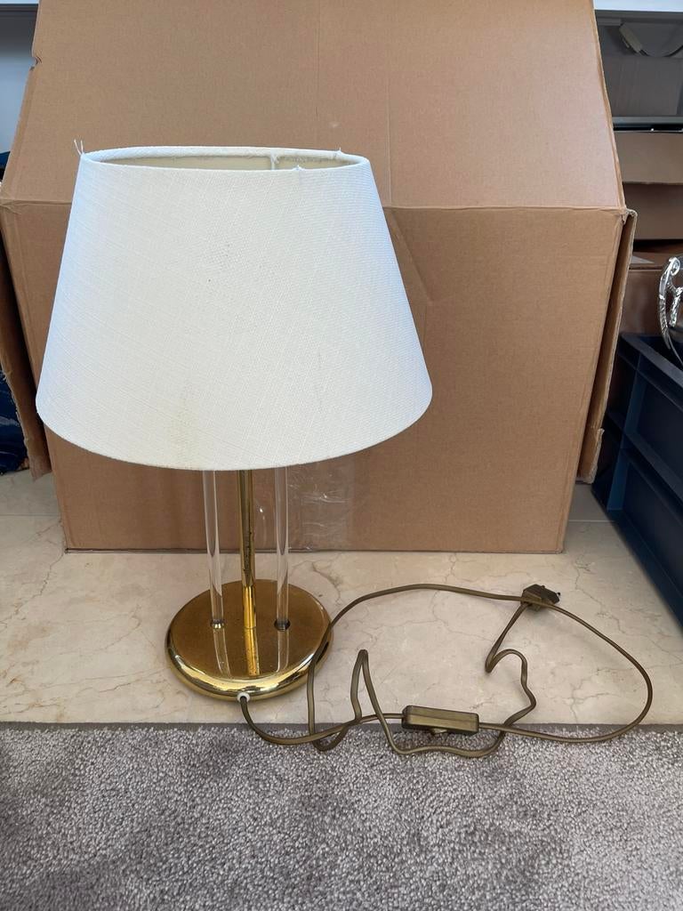 Bouillotte stijl tafellamp met stoffen schaduw, Ophalen of Verzenden, Zo goed als nieuw, Minder dan 50 cm