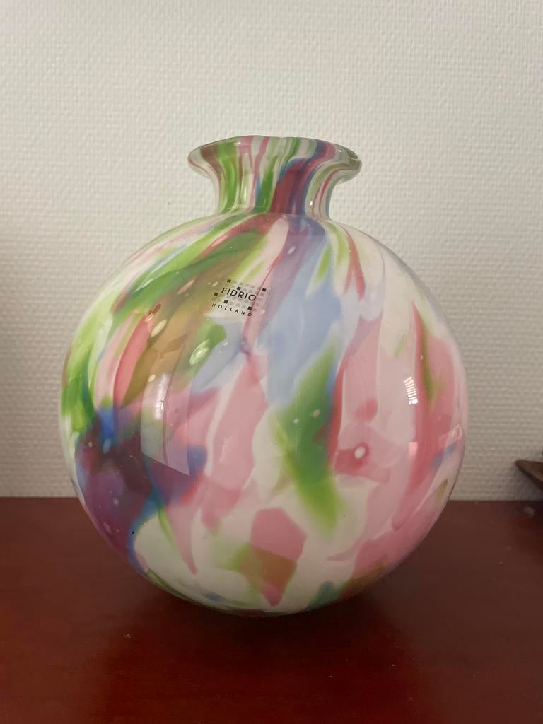 Fidrio Holland Glazen Vaas - Kleurrijk Design, Antiek en Kunst, Ophalen