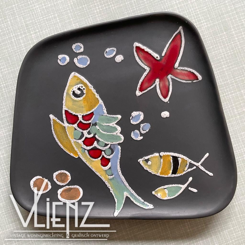 Vintage, Midcentury Georg Schmider schaal, bord vissen, Ophalen of Verzenden