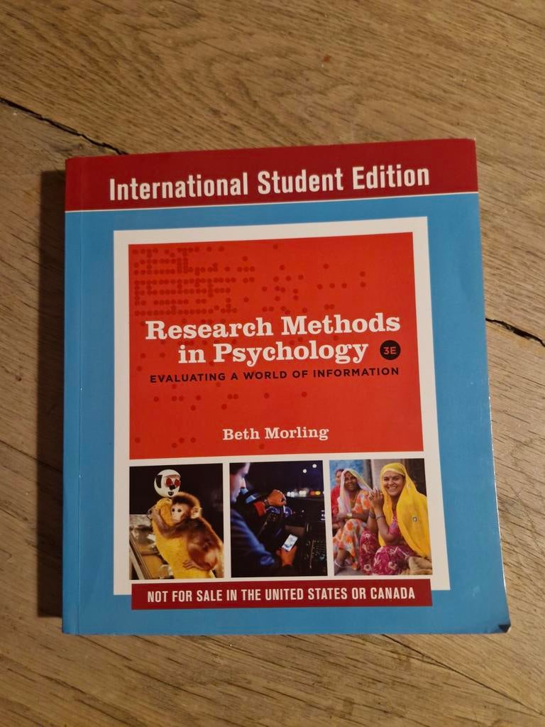 Research Methods in Psychology - Beth Morling (3e editie), Ophalen of Verzenden, Zo goed als nieuw, Beth Morling