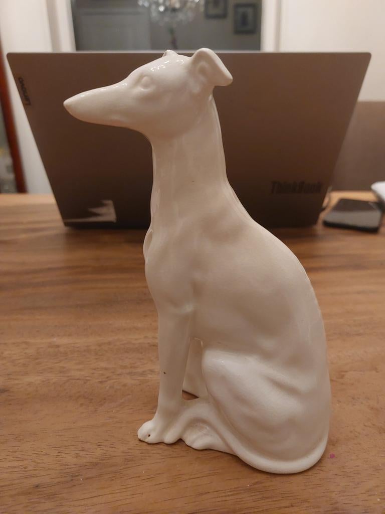 Art Deco Porseleinen Whippet Beeld - 20 cm, Ophalen of Verzenden