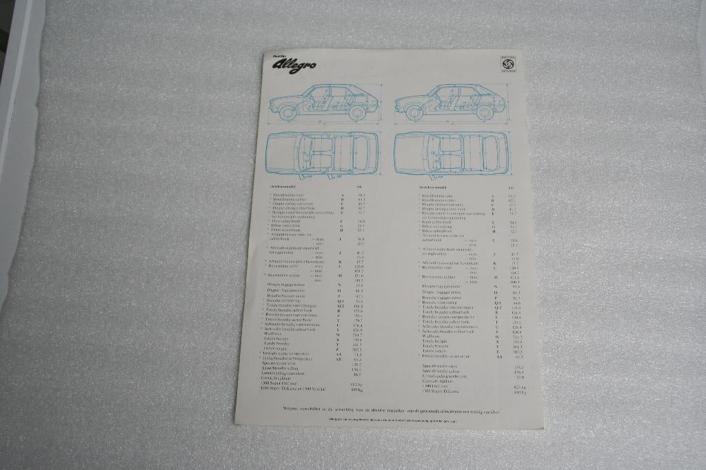 Folder Austin Allegro technische specificatie (1975) (27), Boeken, Ophalen of Verzenden, Nieuw, Overige merken