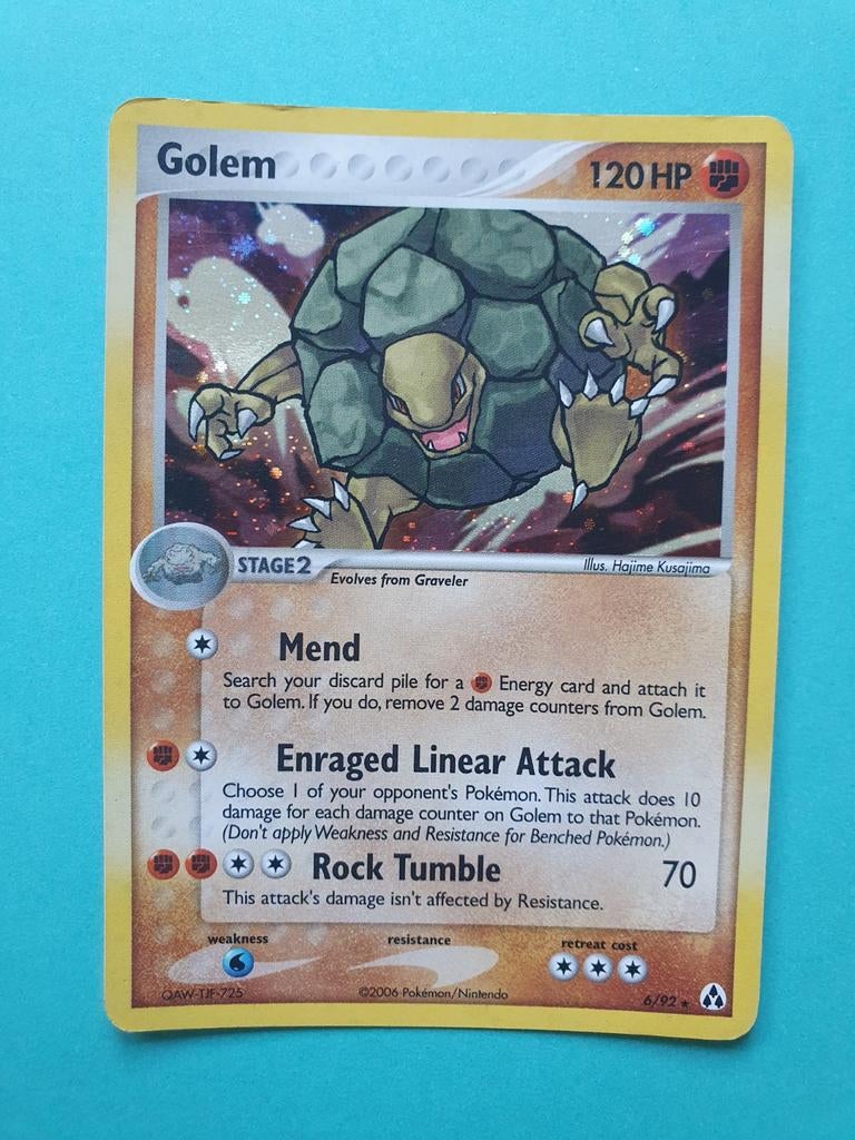 Golem 6/92 holo pokemon kaart, Ophalen of Verzenden, Zo goed als nieuw