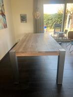 Hardhouten eettafel met stalen poten, Huis en Inrichting, Tafels | Eettafels, Ophalen, Gebruikt, 100 tot 150 cm, 200 cm of meer
