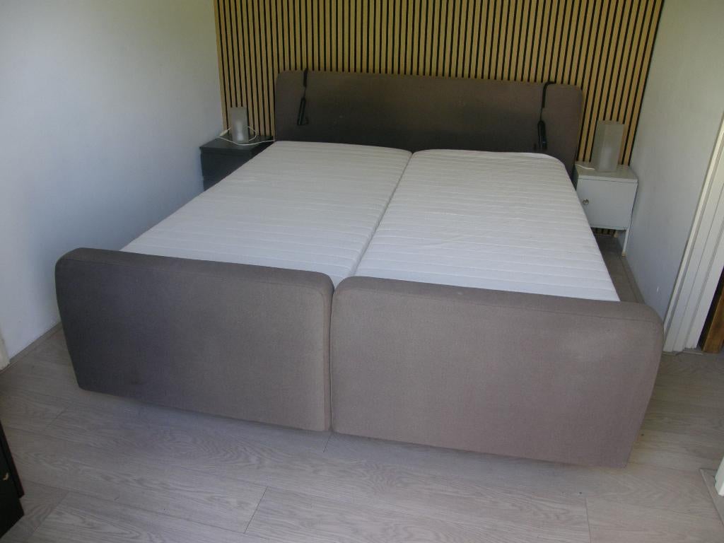 Boxspring bed, Huis en Inrichting, Slaapkamer | Boxsprings, Ophalen, Gebruikt, 90 cm, Bruin