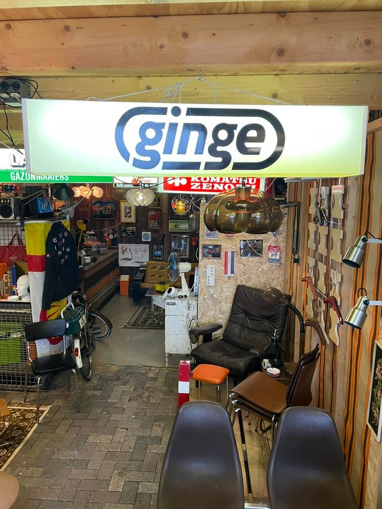 Gave vintage/ industriële Ginge lichtbak, Verzamelen, Merken en Reclamevoorwerpen, Lichtbak of (neon) lamp, ?, Zo goed als nieuw