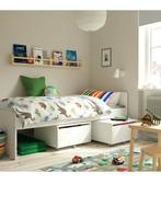 Kort gebruikt eenpersoons bed Ikea slakt, Huis en Inrichting, Slaapkamer | Bedden, Ophalen, 90 cm, Eenpersoons, Wit