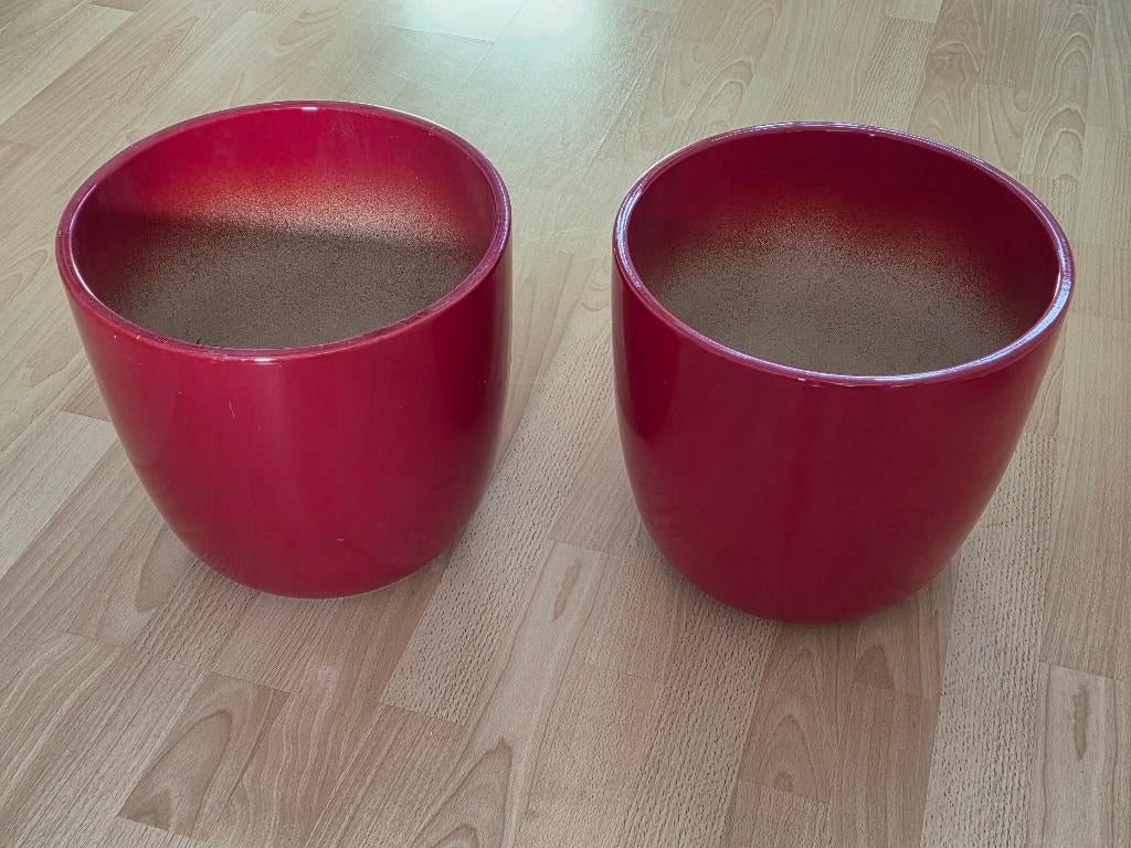 rode bloempotten, Tuin en Terras, Bloempotten, Rond, Binnen, Zo goed als nieuw, Minder dan 40 cm