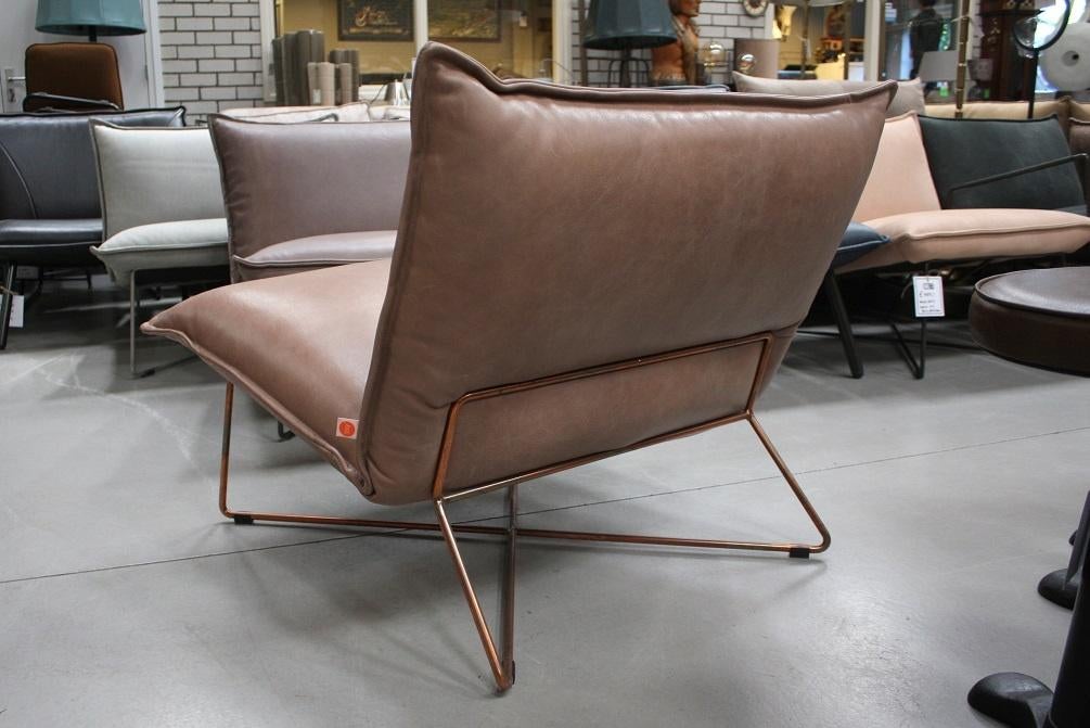 Luxe fauteuil EARL Jess Design koper leer Royal Beige, Huis en Inrichting, Fauteuils, Ophalen, 75 tot 100 cm, Zo goed als nieuw