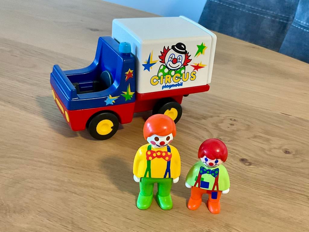 Playmobil 123 : Circus auto met 2 clowns, Ophalen of Verzenden, Zo goed als nieuw