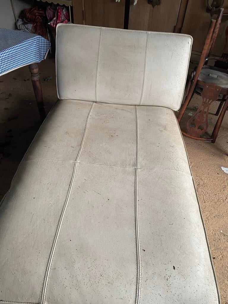 Ikea Kivik chaise longue, crèmekleurig leer, Gebruikt, Eenpersoons, Leer, Ophalen of Verzenden