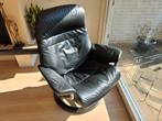 Stressless fauteuil, leder, zwart., Ophalen, Gebruikt, Leer, 50 tot 75 cm