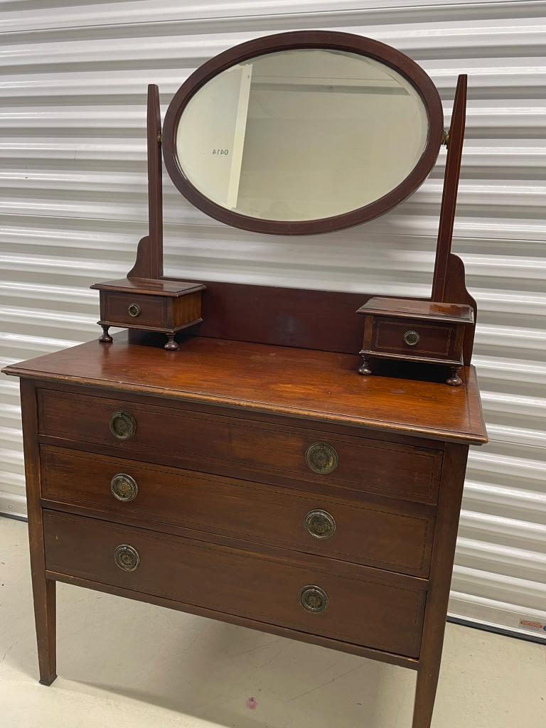 Antieke mahoniehouten kaptafel, Ophalen, Gebruikt, 100 tot 150 cm, 50 tot 100 cm