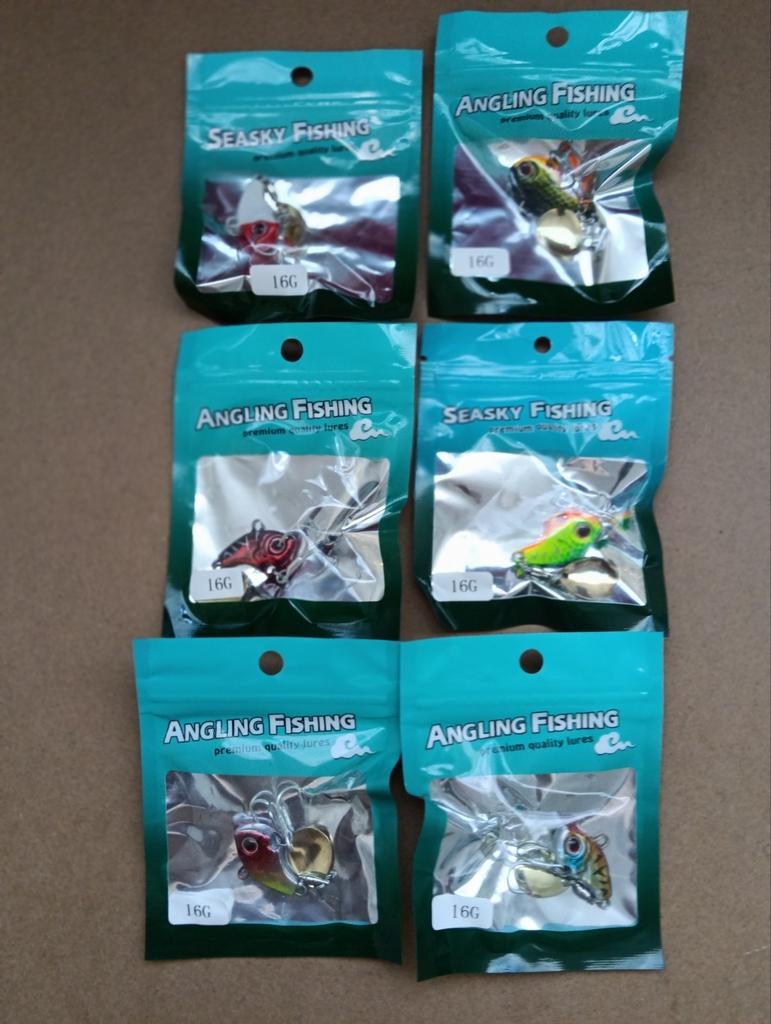 6 Stuks kunstaas met Spinner meerkleurig gewicht 16 Gram, Ophalen of Verzenden, Nieuw, Overige typen