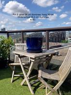 Blauw Geglazuurde Bloempot - Prachtige Aanwinst!, Tuin en Terras, Bloempotten, Balkon, Rond, Zo goed als nieuw, Minder dan 40 cm