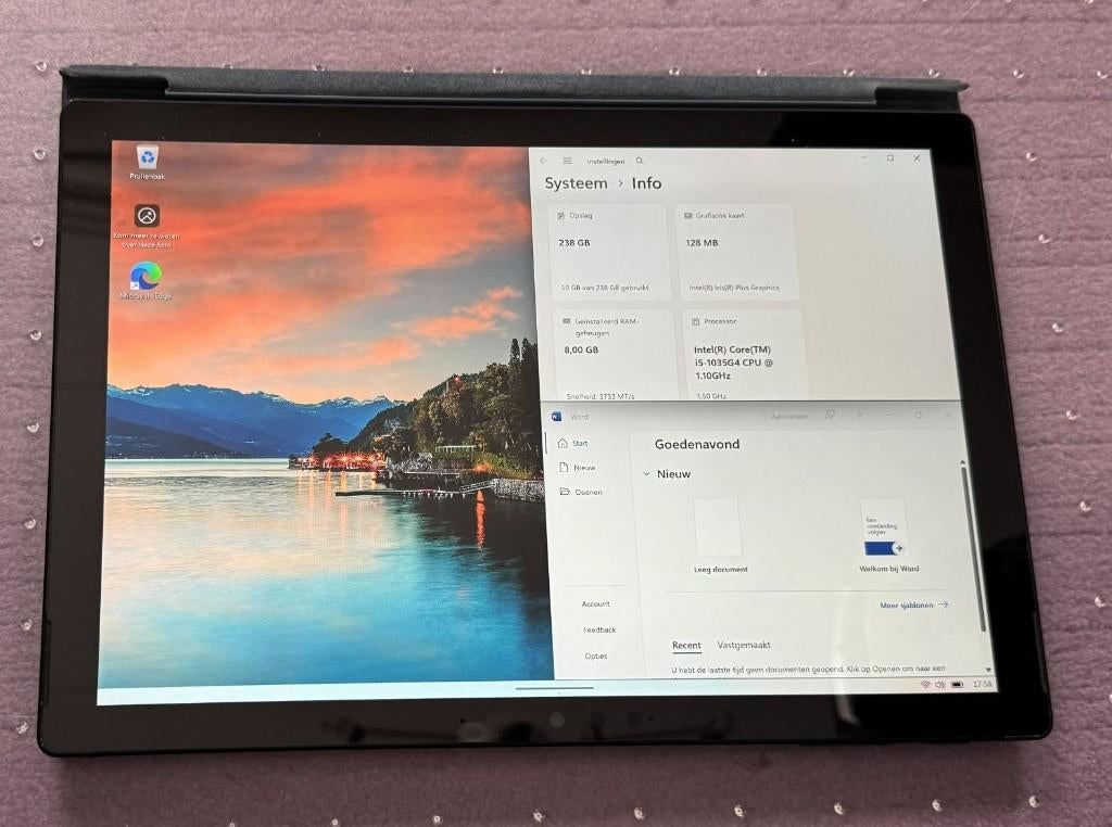 12,3” Surface PRO 7,10e gen i5,8/256GB Touchscreen 2 in 1, Usb-aansluiting, Surface pro 7, 12 inch, Ophalen of Verzenden