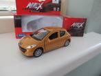 Welly Peugeot 207 GOUD, Hobby en Vrije tijd, Modelauto's | 1:43, Ophalen of Verzenden, Nieuw, Auto, Overige merken
