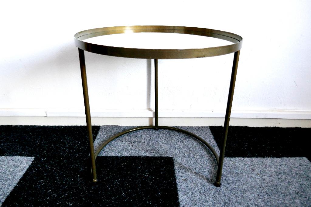 salontafel - rond metaal/glas, Huis en Inrichting, Tafels | Salontafels, Ophalen, 50 tot 100 cm, Rond, 50 tot 100 cm