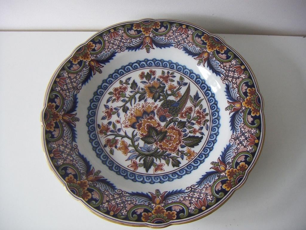 Makkum Tichelaar keramiek schaal jr.1980-2000. Vogel in boom, Ophalen of Verzenden