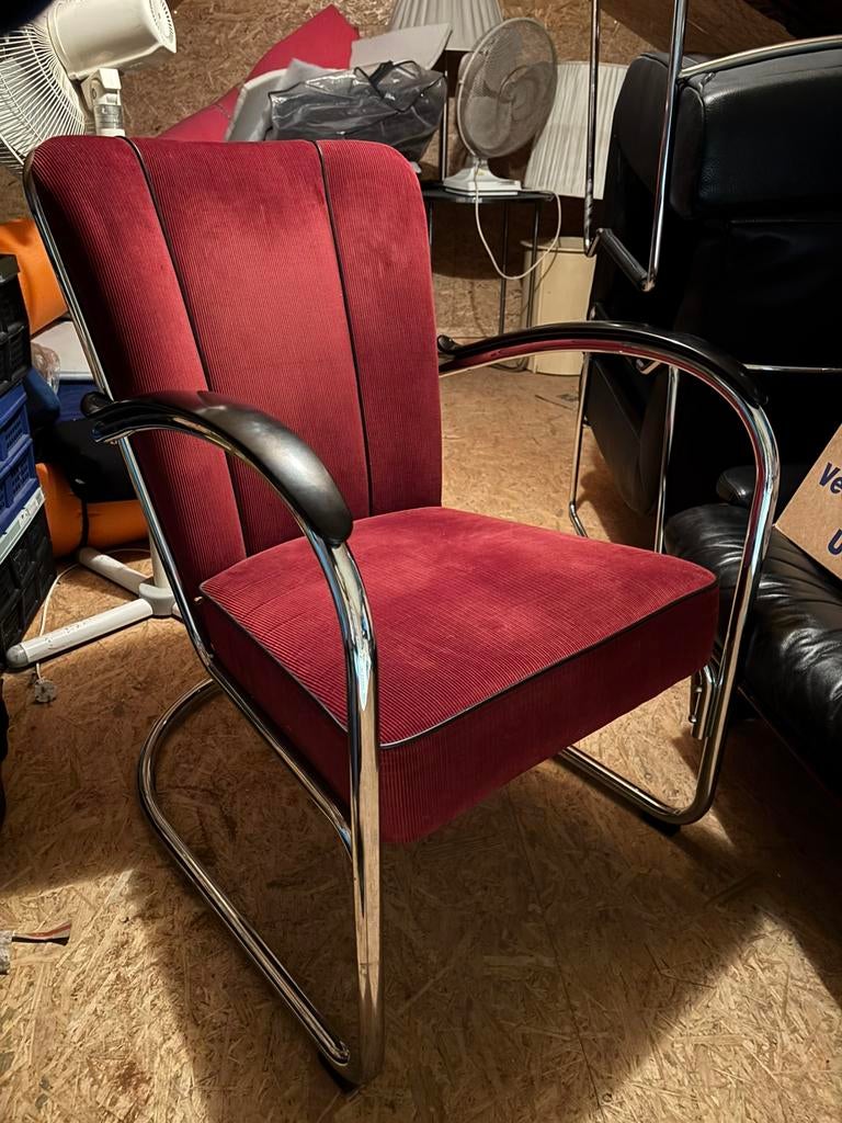 Perfecte Gispen 412 rood chroom vintage design bauhaus, Ophalen, Zo goed als nieuw, 50 tot 75 cm