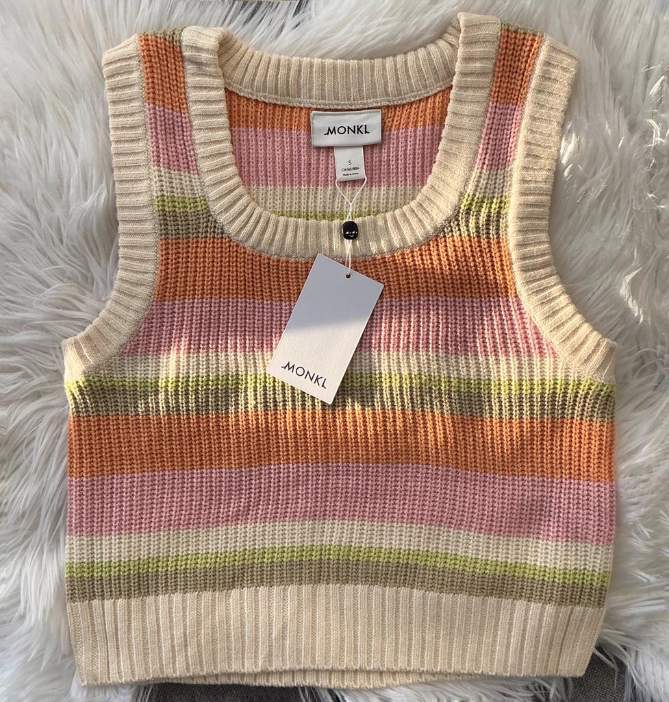 Monki Knit Gebreide Gilet Tank Top, Verzenden, Nieuw, Maat 36 (S), Zonder mouw