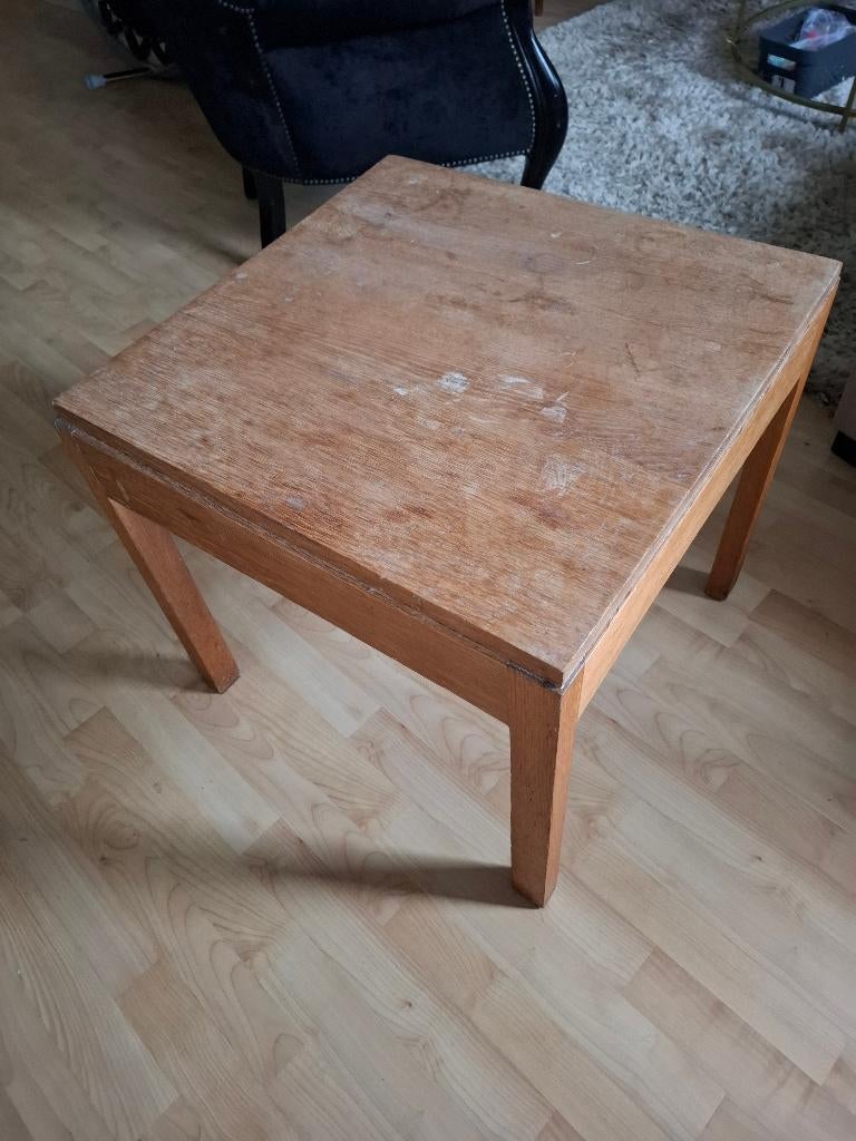Bijzettafel - antiek - licht hout, Huis en Inrichting, Minder dan 55 cm, Gebruikt, Vierkant, Landelijk