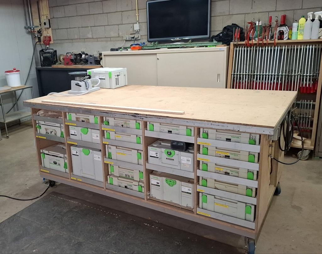 Grote mobiele werkbank met lades voor festool systainers, Doe-het-zelf en Verbouw, Ophalen, 170 cm of meer