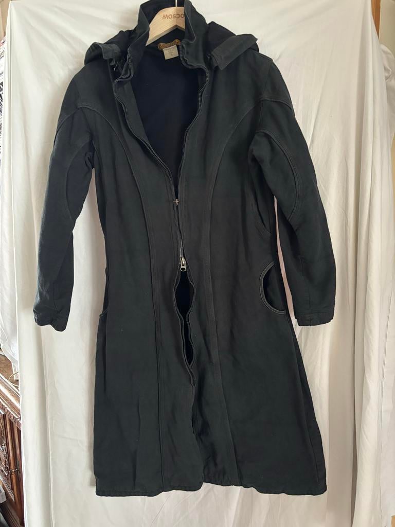 Zwarte katoenen jas met capuchon, maat S, Ophalen of Verzenden, Zo goed als nieuw, Maat 36 (S), Zwart