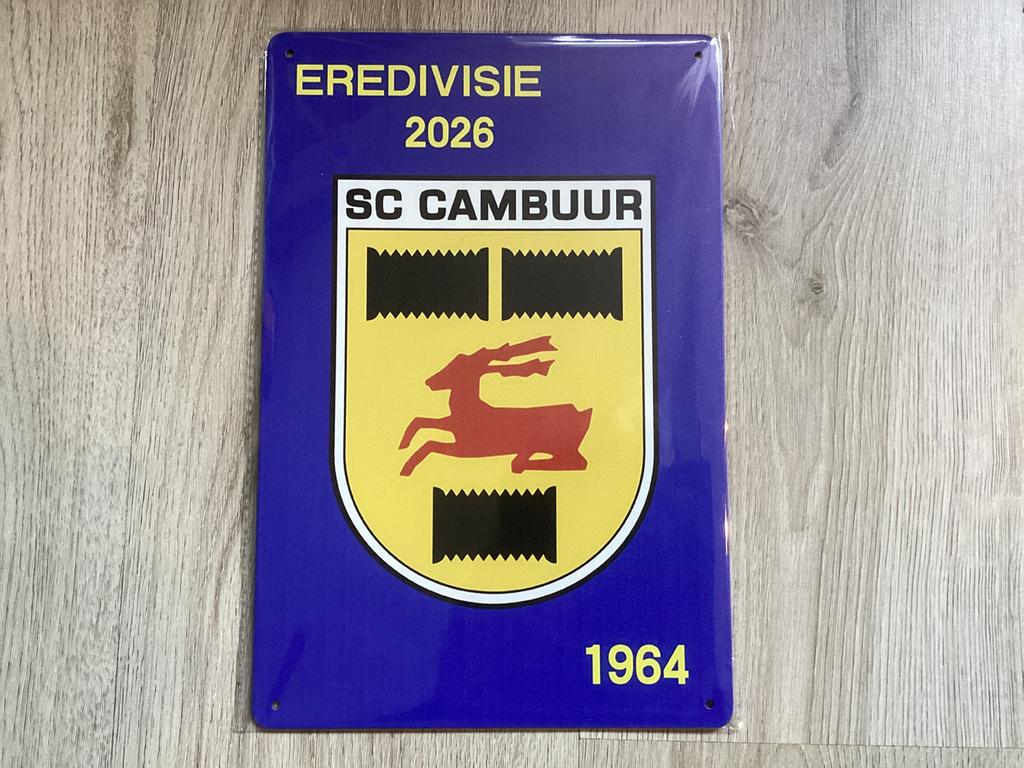 SC CAMBUUR EREDIVISIE 2026 wandbord (geen emaille), Maat XL, Ophalen of Verzenden, Zo goed als nieuw, Overige typen