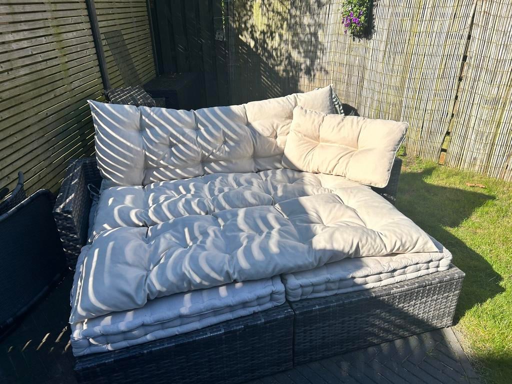 Loungebank tuin, Ophalen, Kunststof, 3 zitplaatsen, Zo goed als nieuw