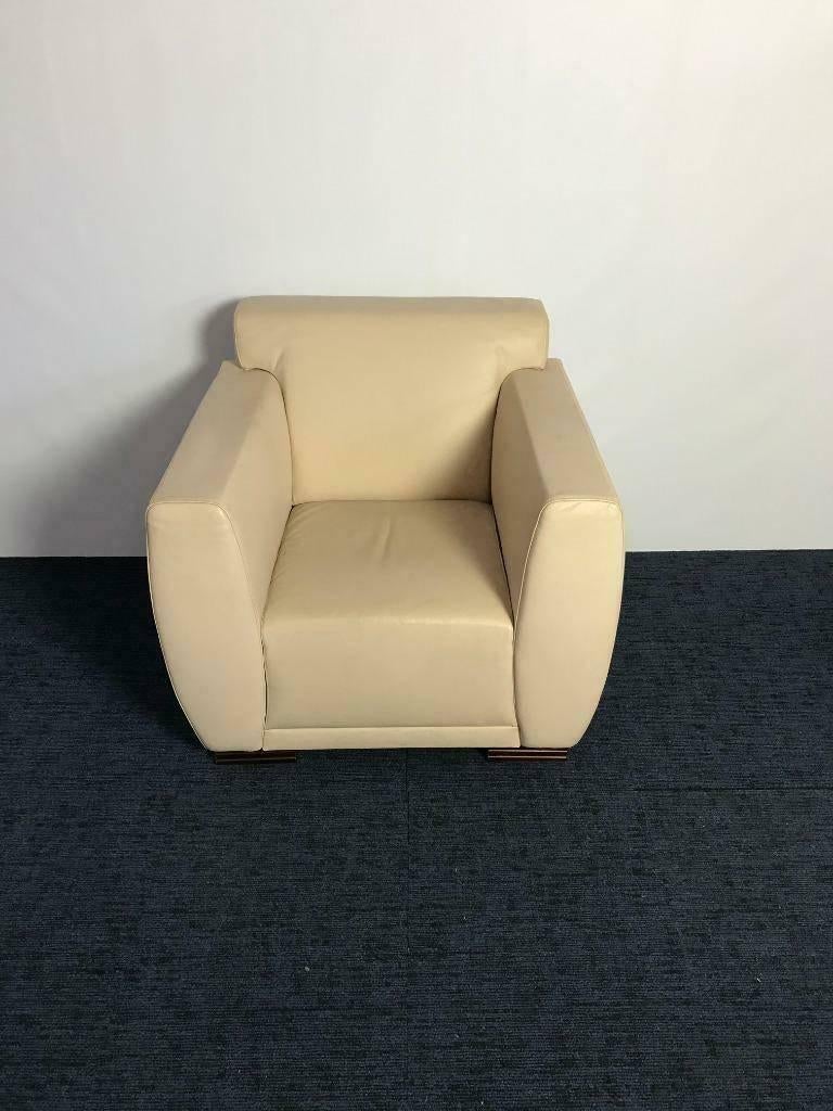 1 x Palau fauteuil, crème leer, Ophalen, Gebruikt, 50 tot 75 cm, Leer