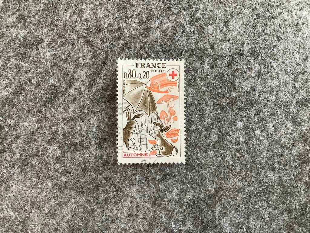 Postzegel Frankrijk 1975 gestempeld croix rouge, Ophalen of Verzenden, Gestempeld