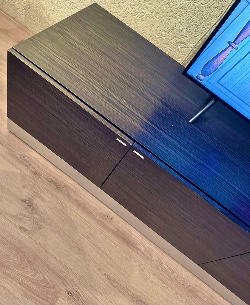 TV Kast met wandplank, 150 tot 200 cm, Eikenhout, Ophalen of Verzenden, Zo goed als nieuw