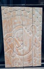 Boeddha Schilderij-Paneel - Houten Wanddecoratie, Ophalen of Verzenden