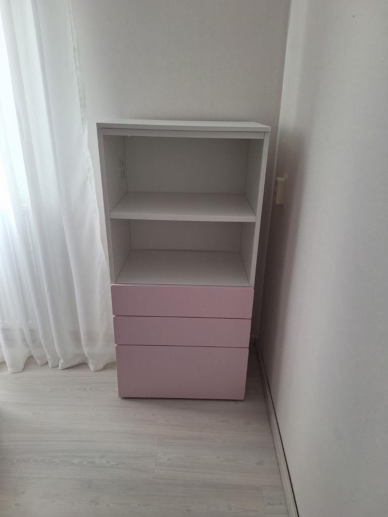 Witte kast met roze lades, Minder dan 50 cm, Gebruikt, 100 tot 150 cm, Ophalen of Verzenden
