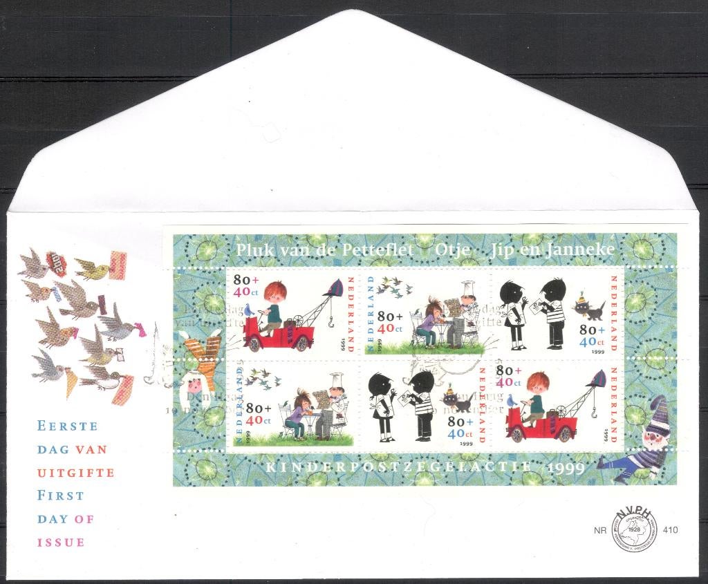 E410a - Pluk vd Petteflet - Otje - Jip Janneke - blok, Postzegels en Munten, Verzenden, Onbeschreven, Nederland