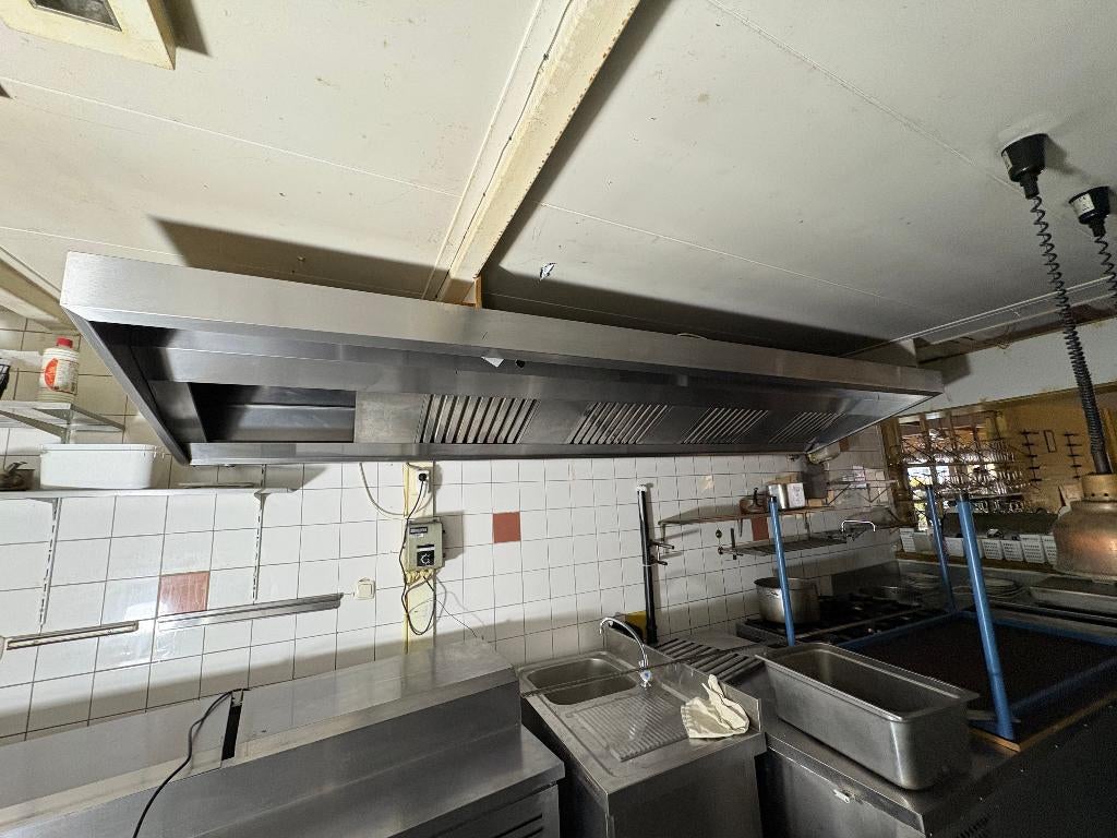 Grote RVS horeca afzuigkap 3-4m – inclusief toerenregelaar, Ophalen, Gebruikt, Wandschouwkap
