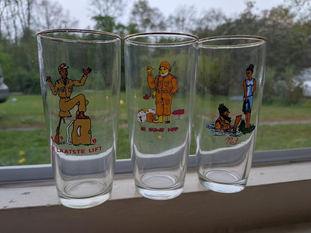 Vintage bierglazen met Militaire Thema's - Set van 3, Antiek en Kunst, Ophalen of Verzenden