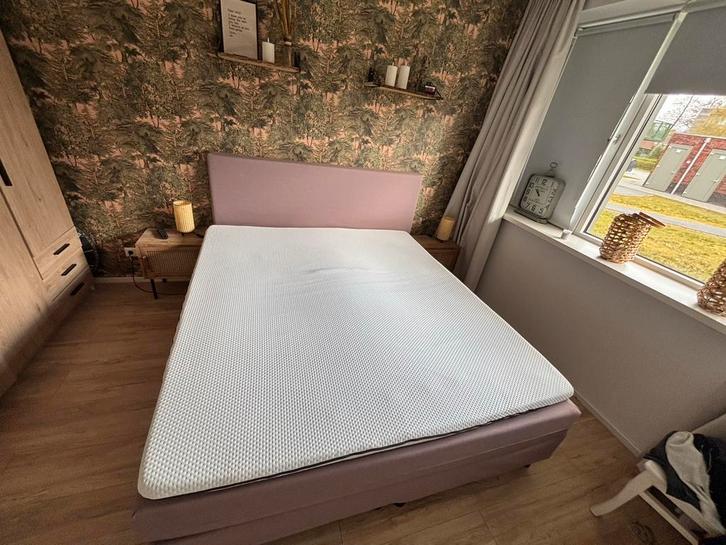 Emma bed 180 breed, Huis en Inrichting, Slaapkamer | Bedden, Gebruikt, Tweepersoons, 180 cm, 200 cm, Stof, Overige kleuren, Ophalen