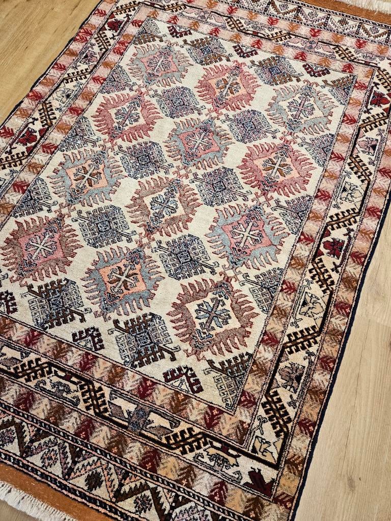 Vintage handgeknoopt oosters tapijt zijde 184x117, Huis en Inrichting, Info@SlatsAntiek.nl, Tweedehands, 100 tot 150 cm, Perzisch