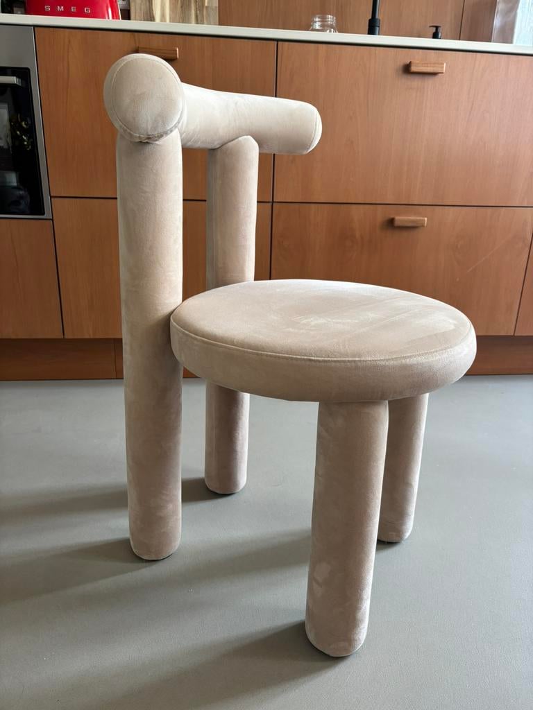 Beige eetkamerstoelen 6 stuks, Huis en Inrichting, Stoelen, Overige kleuren, Ophalen of Verzenden, Zo goed als nieuw, Stof