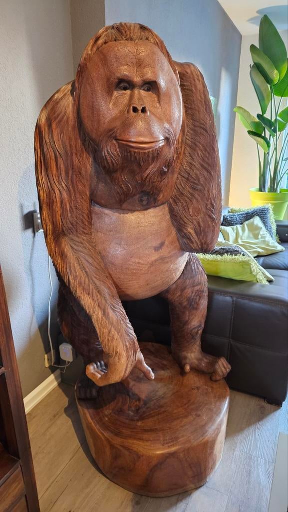 Levensgroot Houten Orang-Oetan Beeld - Unieke Eyecatcher!, Ophalen